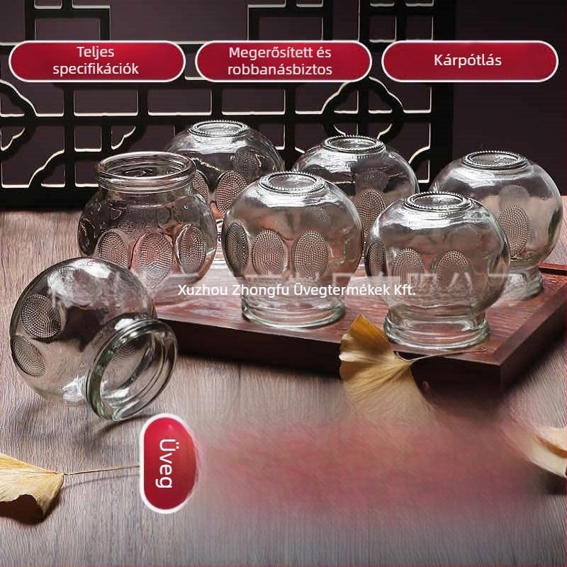 Vákuumos cupping készülék, üvegből készült cupping készlet, illóolajokhoz, licencelhető magáncímke, logó nyomtatás elérhető