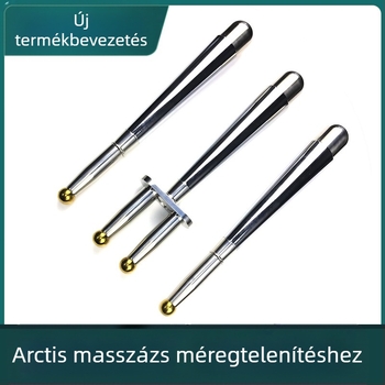 Mágneses villa masszázs eszköz meridián terápiához — rozsdamentes acél, körkörös masszázs fej, villa alak, nyaki alkalmazás, lépésmentes sebességszabályozás