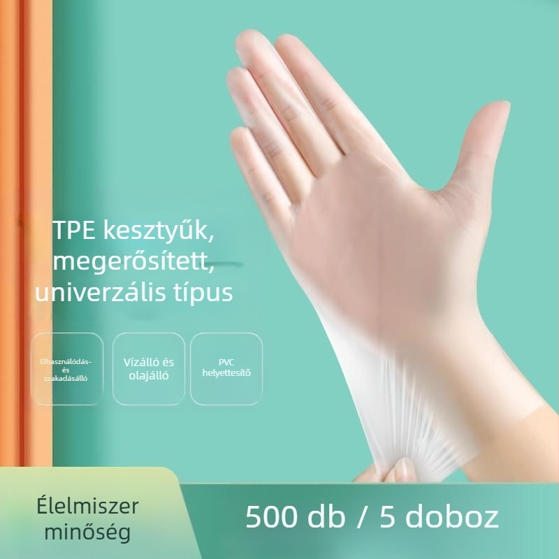 Egyszer használatos, vastagított élelmiszer-minőségű TPE kesztyűk cateringhez és a konyhához, csúszásmentes, logóval nyomtatva