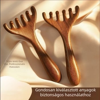 Szantálfa masszírozó fésű fejre, arcra és fejbőrre – meridián masszázsfa fésű