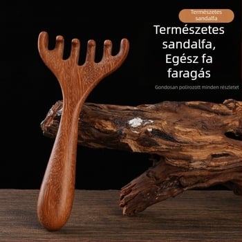 Szantálfa masszírozó fésű fejre, arcra és fejbőrre – meridián masszázsfa fésű