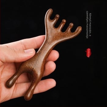 Szantálfa masszírozó fésű fejre, arcra és fejbőrre – meridián masszázsfa fésű