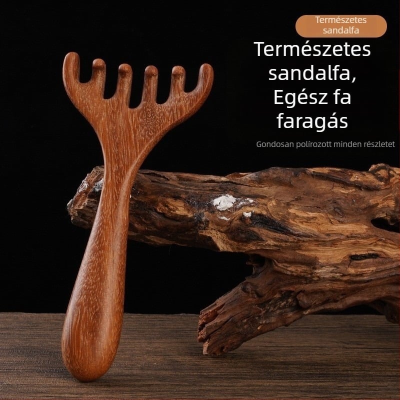 Szantálfa masszírozó fésű fejre, arcra és fejbőrre – meridián masszázsfa fésű