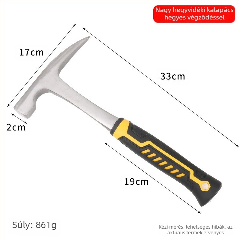 Geológiai kalapács lapos fejű kivitel, mangán‑acéls fej, acél nyél, 1 kg