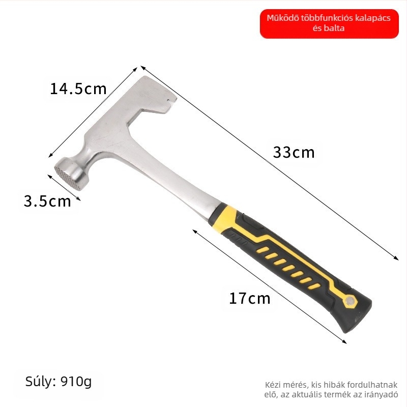 Geológiai kalapács lapos fejű kivitel, mangán‑acéls fej, acél nyél, 1 kg