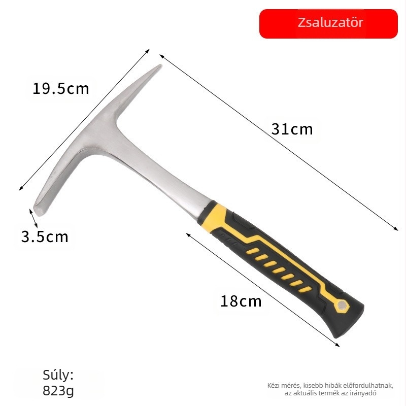 Geológiai kalapács lapos fejű kivitel, mangán‑acéls fej, acél nyél, 1 kg