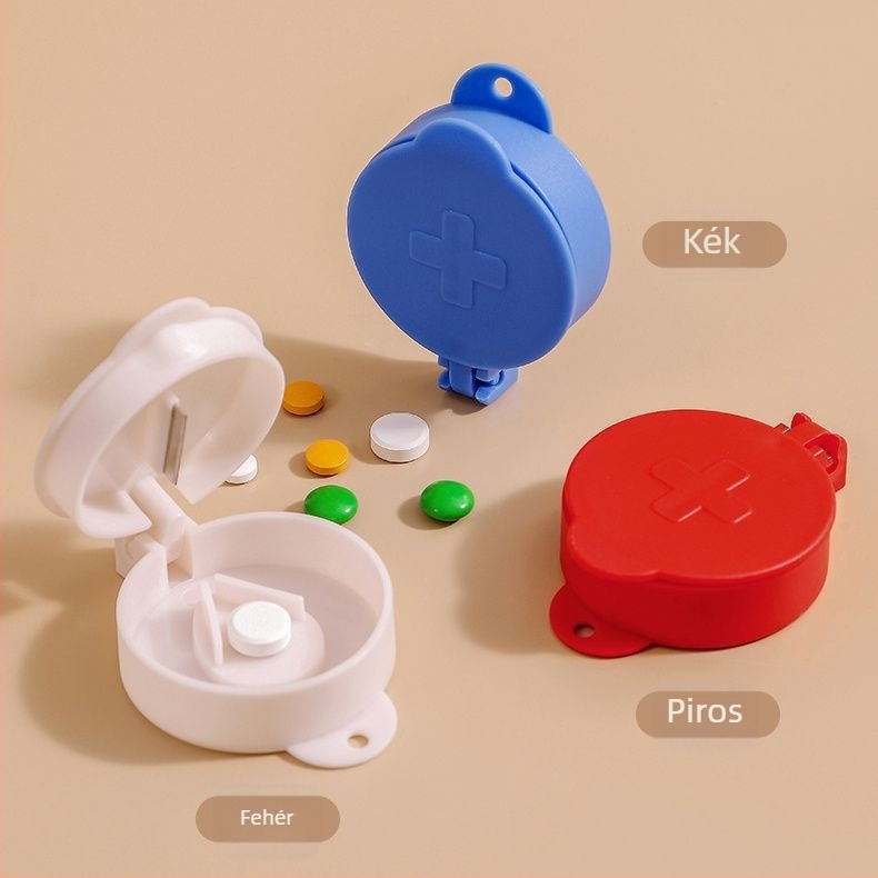 Hordozható tablettás doboz PP műanyagból, gyógyszerekhez, fedéllel, testreszabható