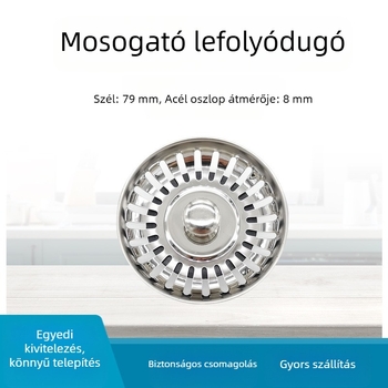 Rozsdamentes acélból készült konyhai mosogató lefolyófedél vízszigetelő esernyő modell Waterproof umbrella; tömeg 40 g; keresztmetszet 79 vékony