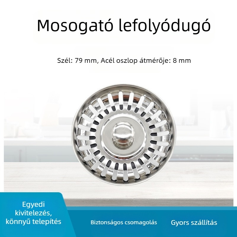 Rozsdamentes acélból készült konyhai mosogató lefolyófedél vízszigetelő esernyő modell Waterproof umbrella; tömeg 40 g; keresztmetszet 79 vékony