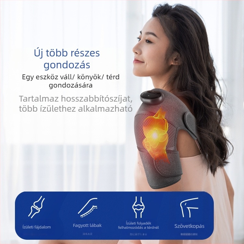 Térd párna masszírozó fűtéses terápiával, 3,7V akkumulátoros, intelligens hőmérséklet-szabályozás, fűtés 3. fokozat, 40–60°C hőmérséklet-tartomány