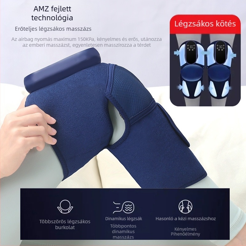 Térd párna masszírozó fűtéses terápiával, 3,7V akkumulátoros, intelligens hőmérséklet-szabályozás, fűtés 3. fokozat, 40–60°C hőmérséklet-tartomány