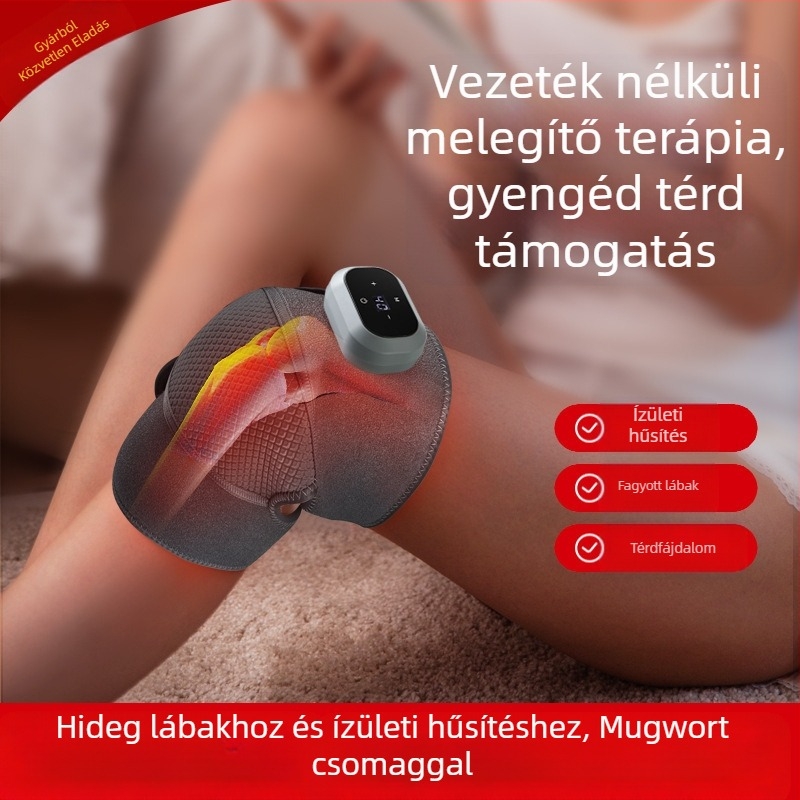 Térd párna masszírozó fűtéses terápiával, 3,7V akkumulátoros, intelligens hőmérséklet-szabályozás, fűtés 3. fokozat, 40–60°C hőmérséklet-tartomány