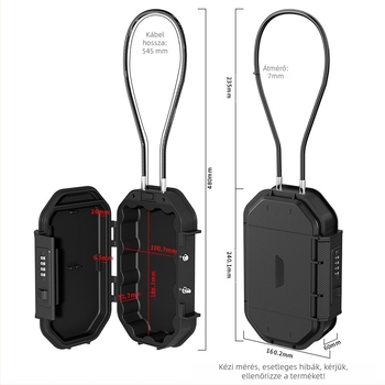 CH-828 ABS héjú tároló doboz mechanikus zárással - IP66 vízálló, acélkábel 54,5 cm