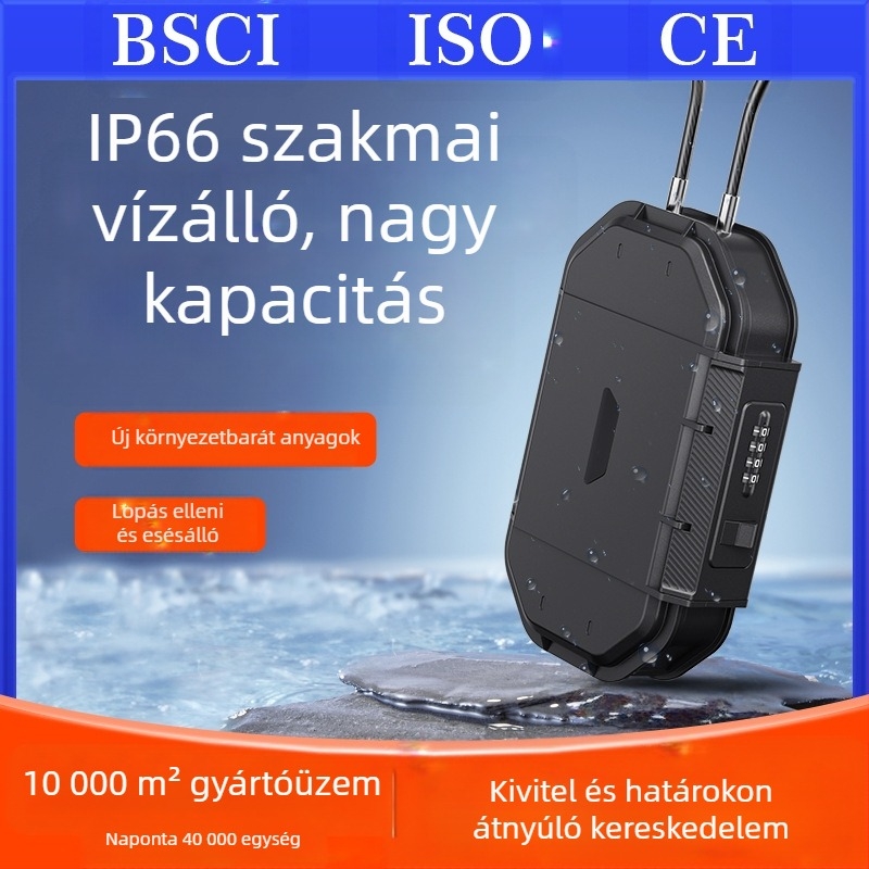 CH-828 ABS héjú tároló doboz mechanikus zárással - IP66 vízálló, acélkábel 54,5 cm