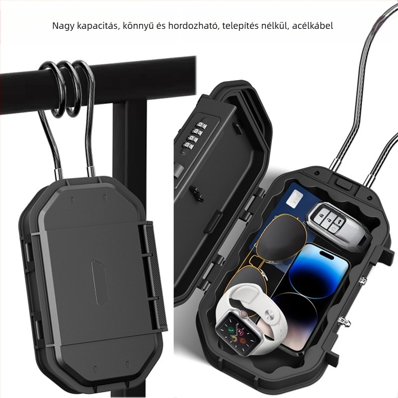 CH-828 ABS héjú tároló doboz mechanikus zárással - IP66 vízálló, acélkábel 54,5 cm