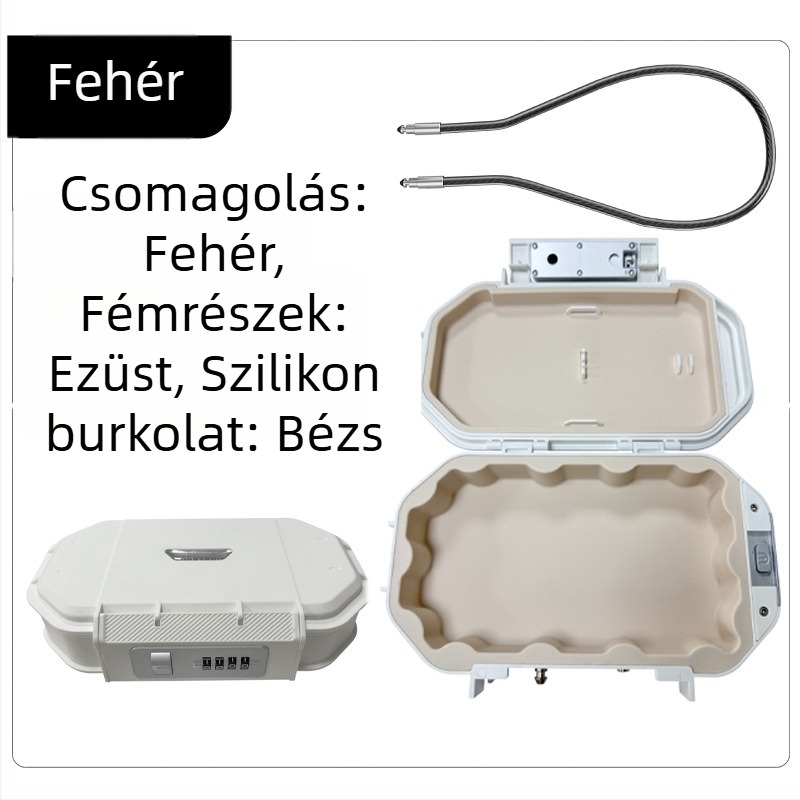 CH-828 ABS héjú tároló doboz mechanikus zárással - IP66 vízálló, acélkábel 54,5 cm
