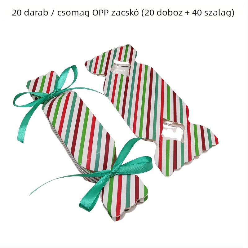 20 darab csíkos bonbonos doboz — négyzet alakú papírból készült ajándékdoboz, modern stílus, esküvőkre ajánlott