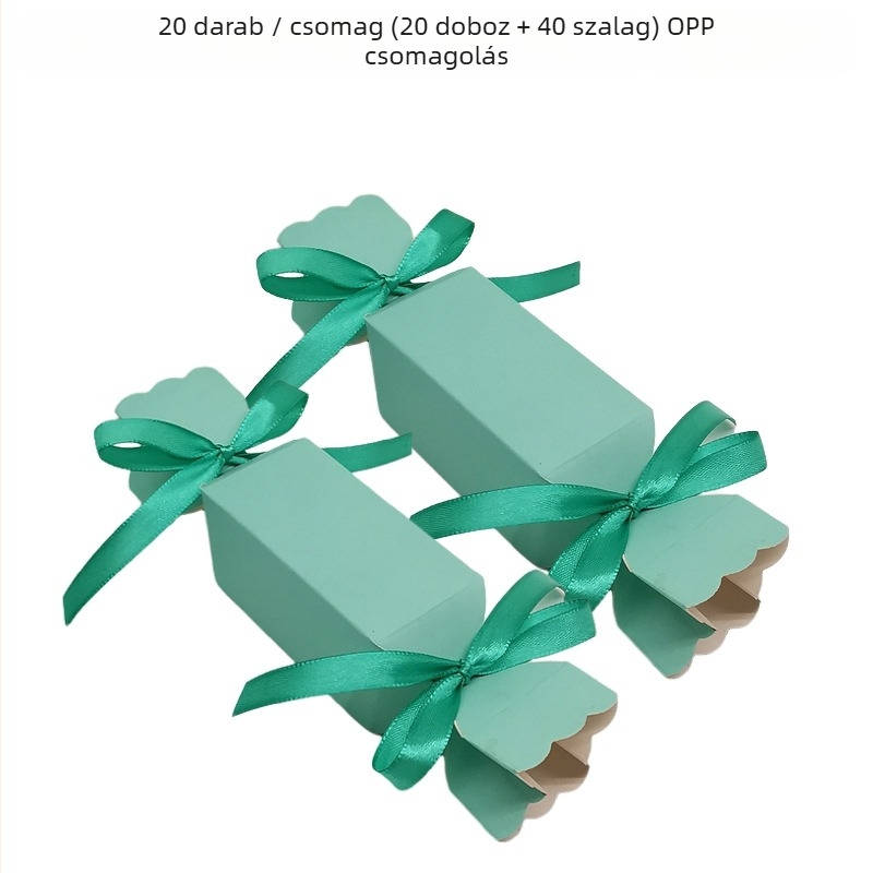 20 darab csíkos bonbonos doboz — négyzet alakú papírból készült ajándékdoboz, modern stílus, esküvőkre ajánlott