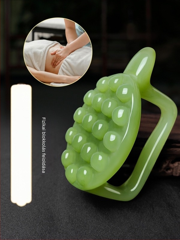 Hasmasszázs akupunktúrás bot meridián kefével és akupont táblával – rezin eszköz (95 g)