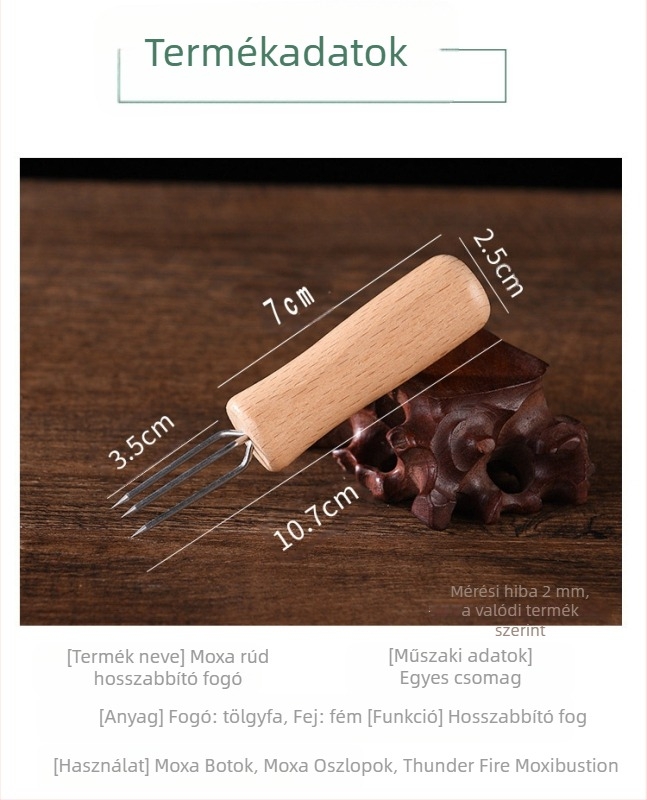 Meleg moxibuzíciós készülék asztali tartóval és klippel, családi kivitel, rozsdamentes acél, 300 g, Ancient style han ai márka