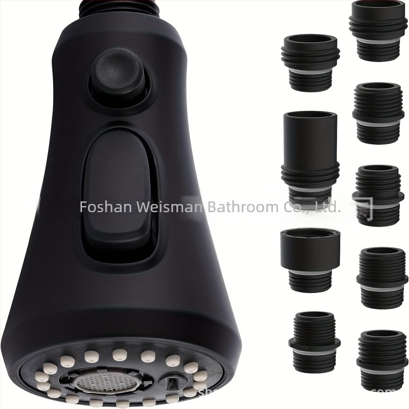 Konyhai kihúzható sprayfej — ABS anyag, egyszemélyes felépítés, spirálisan nyíló, kerámia korongos szeleptest, elektroplattolt felület, modern minimalista stílus