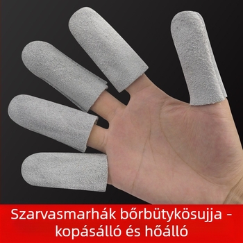 Tehénbőr ujjvédők, vastagított, hőszigetelt, szúrásálló, csúszásmentes