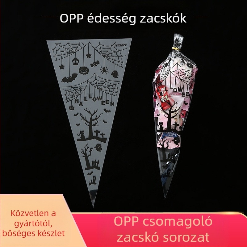 Hongbo OPP műanyag háromszög zacskó Halloween édességekhez és süteményekhez – testreszabható feldolgozás