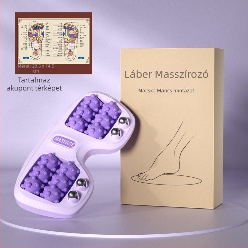 Lábmasszírozó négy soros görgőkkel és mágneses gyöngyökkel, műanyag test, 460 g, alkalmas edzéshez és egészségügyi masszázshoz