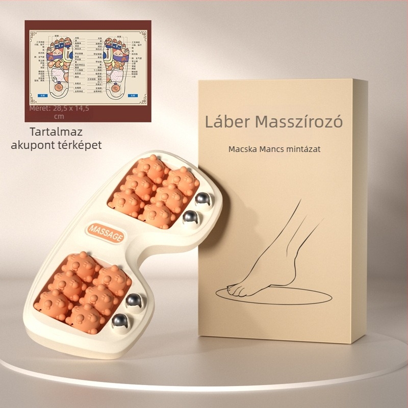 Lábmasszírozó négy soros görgőkkel és mágneses gyöngyökkel, műanyag test, 460 g, alkalmas edzéshez és egészségügyi masszázshoz