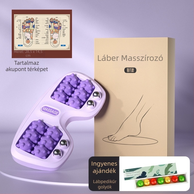 Lábmasszírozó négy soros görgőkkel és mágneses gyöngyökkel, műanyag test, 460 g, alkalmas edzéshez és egészségügyi masszázshoz