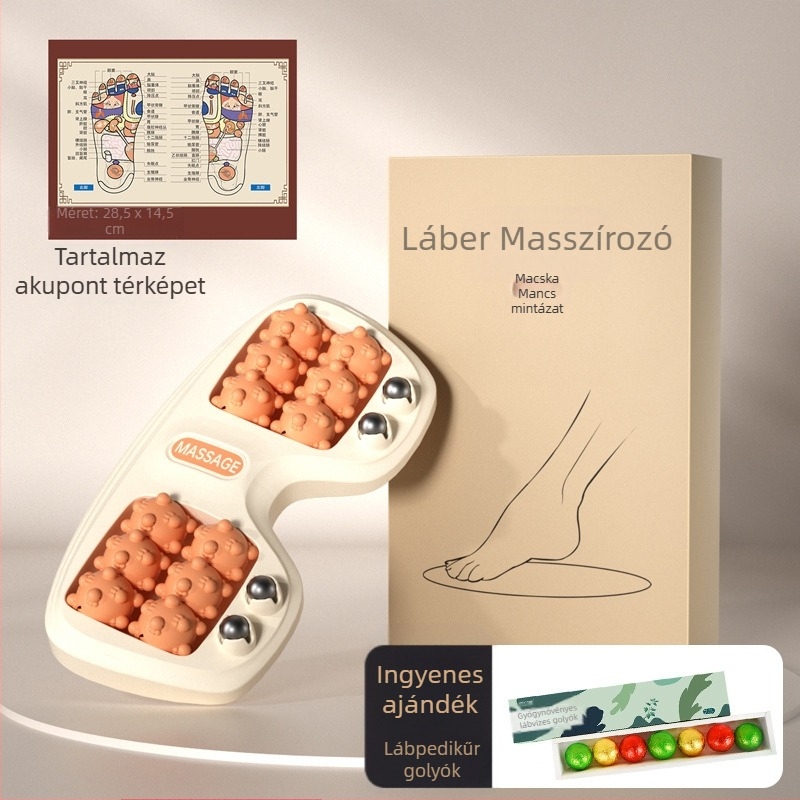 Lábmasszírozó négy soros görgőkkel és mágneses gyöngyökkel, műanyag test, 460 g, alkalmas edzéshez és egészségügyi masszázshoz