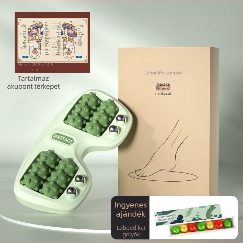 Lábmasszírozó négy soros görgőkkel és mágneses gyöngyökkel, műanyag test, 460 g, alkalmas edzéshez és egészségügyi masszázshoz