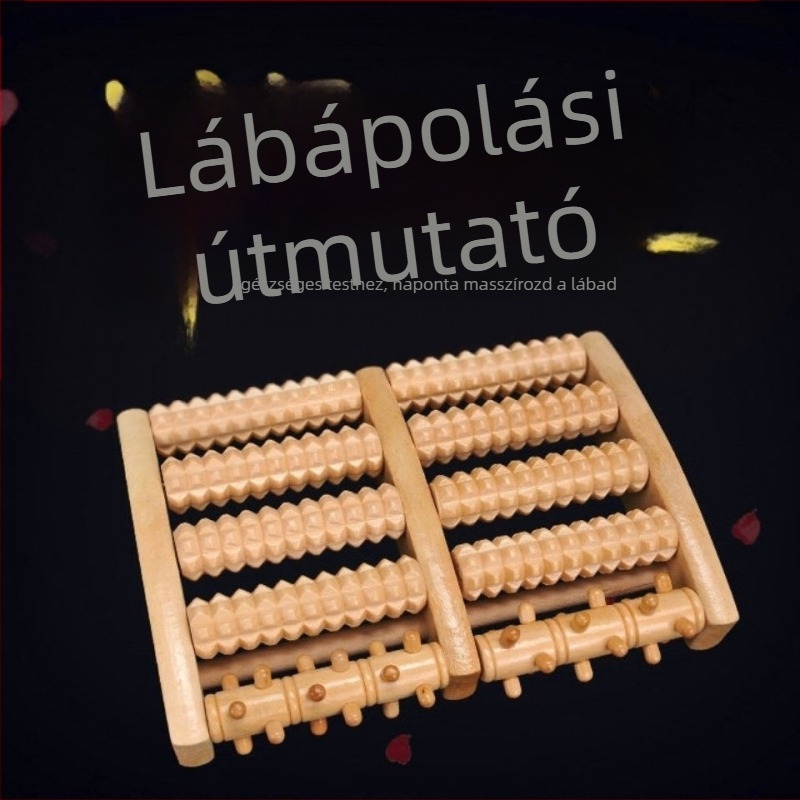 Lábmasszírozó négy soros görgőkkel és mágneses gyöngyökkel, műanyag test, 460 g, alkalmas edzéshez és egészségügyi masszázshoz