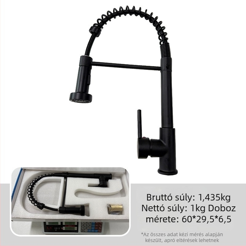 TH94158 Rézötvözetből készült kihúzható konyhai csaptelep, kerámiás szeleppel, meleg/hideg víz, 1/2\" csatlakozás