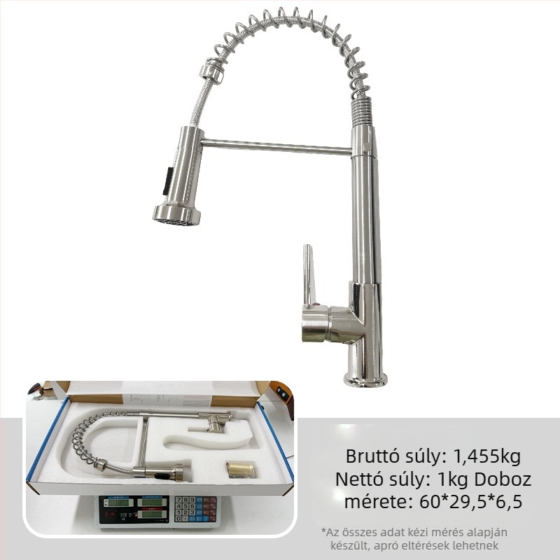 TH94158 Rézötvözetből készült kihúzható konyhai csaptelep, kerámiás szeleppel, meleg/hideg víz, 1/2\" csatlakozás