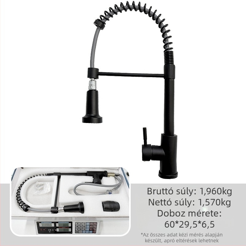 TH94158 Rézötvözetből készült kihúzható konyhai csaptelep, kerámiás szeleppel, meleg/hideg víz, 1/2\" csatlakozás