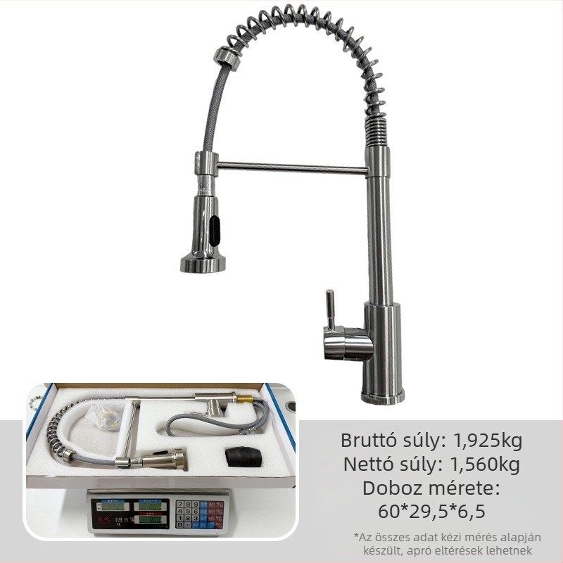 TH94158 Rézötvözetből készült kihúzható konyhai csaptelep, kerámiás szeleppel, meleg/hideg víz, 1/2\" csatlakozás