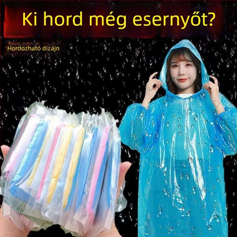 PVC vékony eső poncsó PU ragasztóval a vízállóságért, kerékpár és szabadtéri használatra, logó nyomtatása lehetséges