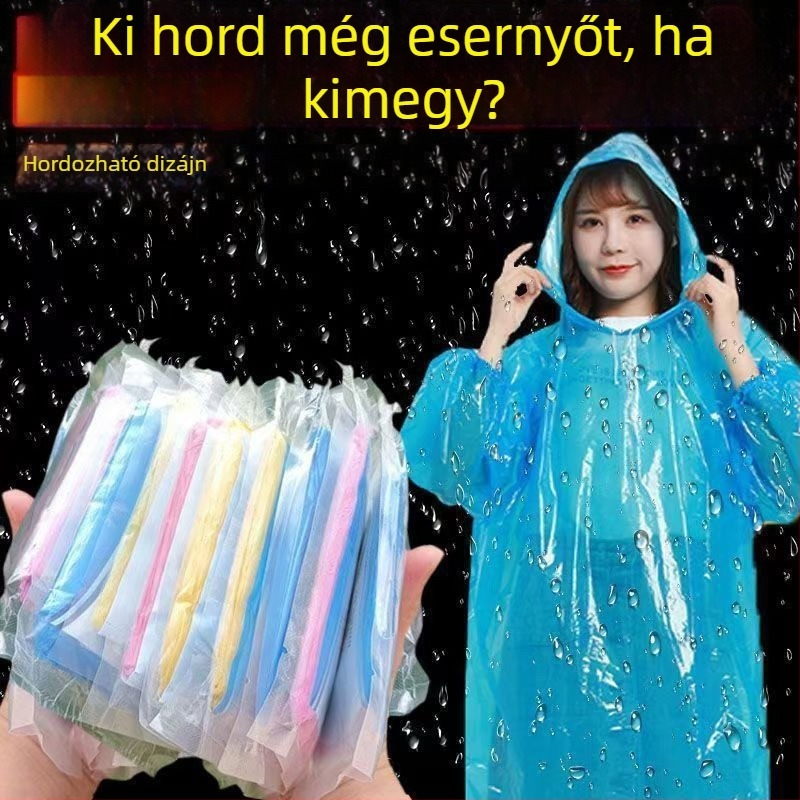 PVC vékony eső poncsó PU ragasztóval a vízállóságért, kerékpár és szabadtéri használatra, logó nyomtatása lehetséges