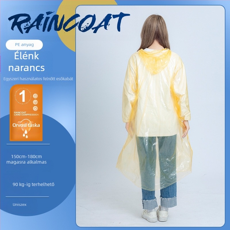 PVC vékony eső poncsó PU ragasztóval a vízállóságért, kerékpár és szabadtéri használatra, logó nyomtatása lehetséges
