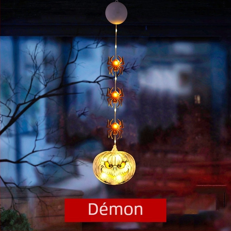 LED Halloween éjszakai lámpa szívófejes akasztóval, beépített akkumulátorral, műanyag árnyékolóval, kapcsolóval, környezeti fény