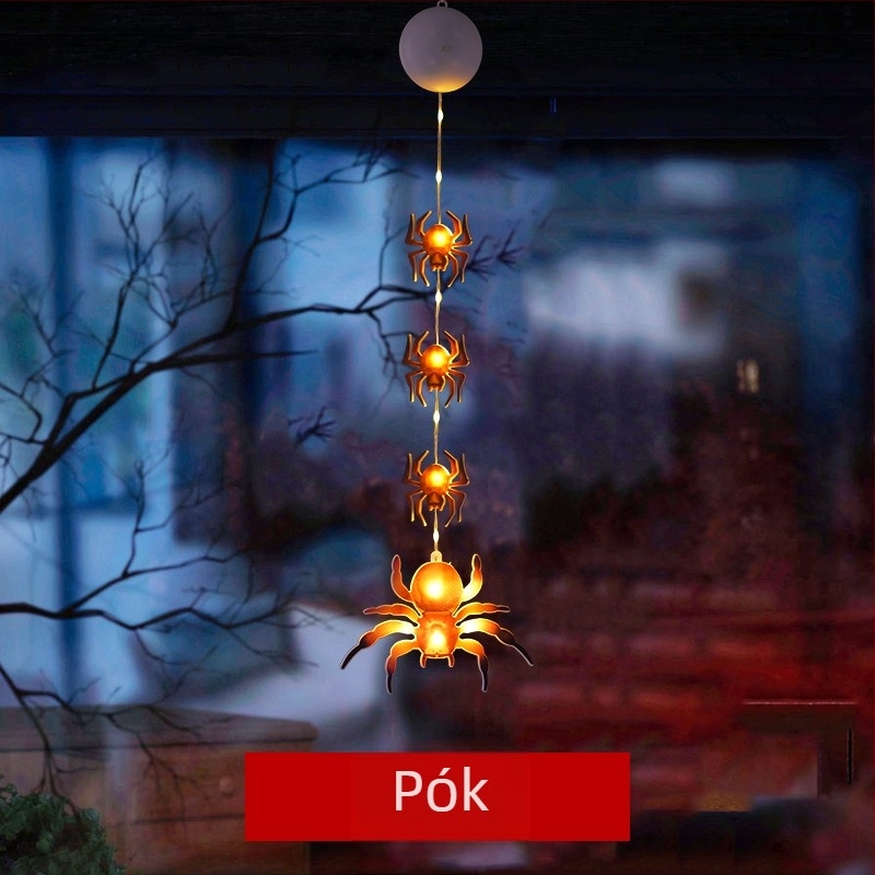 LED Halloween éjszakai lámpa szívófejes akasztóval, beépített akkumulátorral, műanyag árnyékolóval, kapcsolóval, környezeti fény