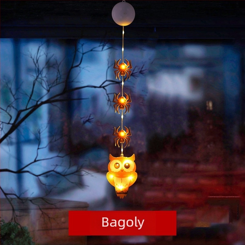 LED Halloween éjszakai lámpa szívófejes akasztóval, beépített akkumulátorral, műanyag árnyékolóval, kapcsolóval, környezeti fény