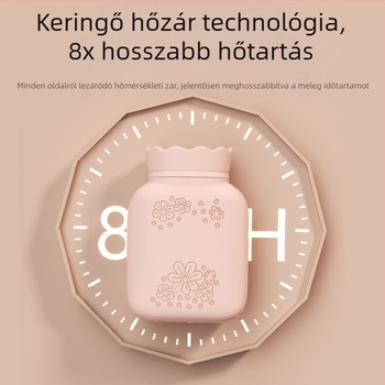 Napraforgó mintás szilikon melegvíz-palack, hordozható kézmelegítő, vízzel töltött, téli kiegészítő, mikróban melegíthető