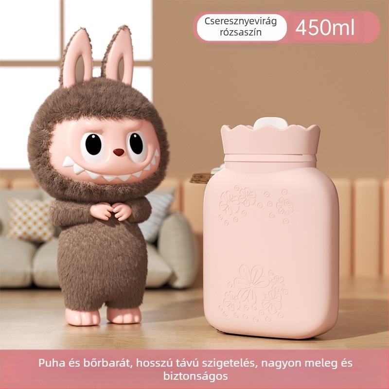 Napraforgó mintás szilikon melegvíz-palack, hordozható kézmelegítő, vízzel töltött, téli kiegészítő, mikróban melegíthető