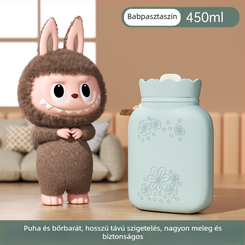 Napraforgó mintás szilikon melegvíz-palack, hordozható kézmelegítő, vízzel töltött, téli kiegészítő, mikróban melegíthető