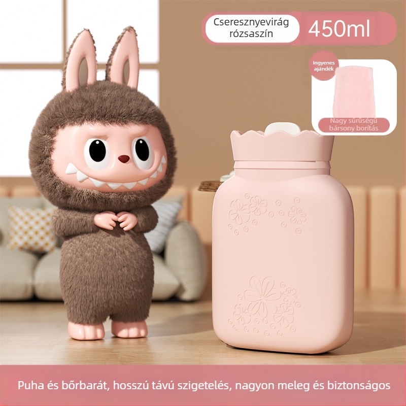 Napraforgó mintás szilikon melegvíz-palack, hordozható kézmelegítő, vízzel töltött, téli kiegészítő, mikróban melegíthető