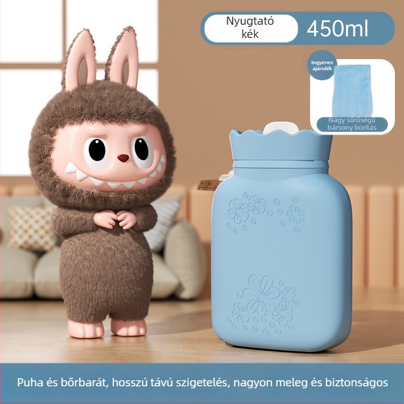 Napraforgó mintás szilikon melegvíz-palack, hordozható kézmelegítő, vízzel töltött, téli kiegészítő, mikróban melegíthető