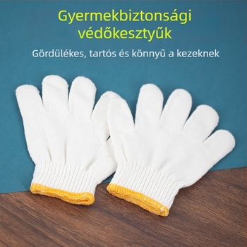 Gyerek pamut védő kesztyű, csúszásmentes, rajzfilm-stílus, kertészkedéshez és könnyű munkákhoz, 3-12 évesek