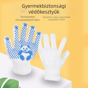 Gyerek pamut védő kesztyű, csúszásmentes, rajzfilm-stílus, kertészkedéshez és könnyű munkákhoz, 3-12 évesek